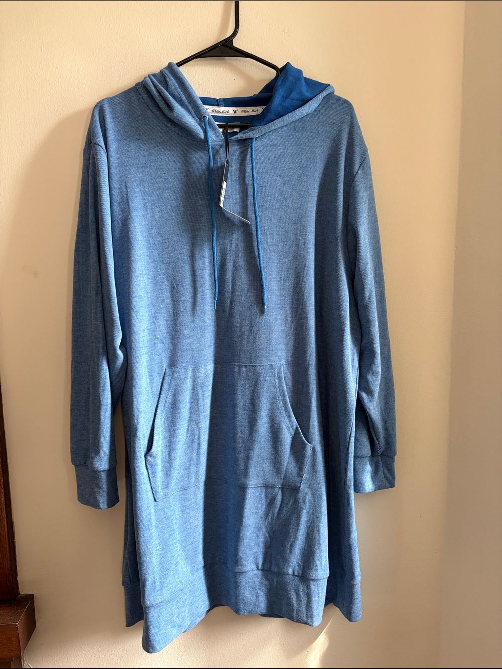 White Mark Blue Long-Sleeve Hooded Dress